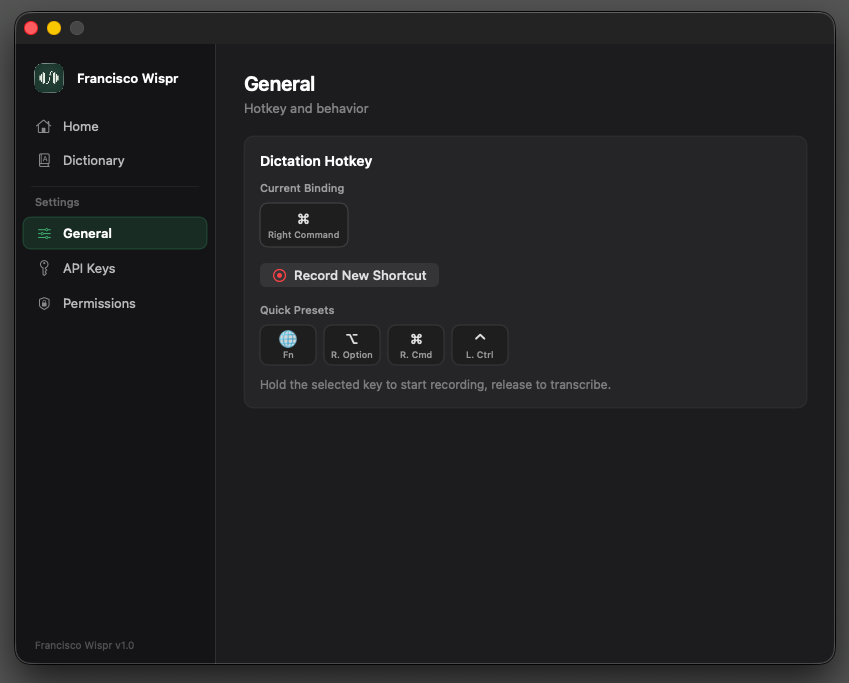 F(wave) hotkey settings